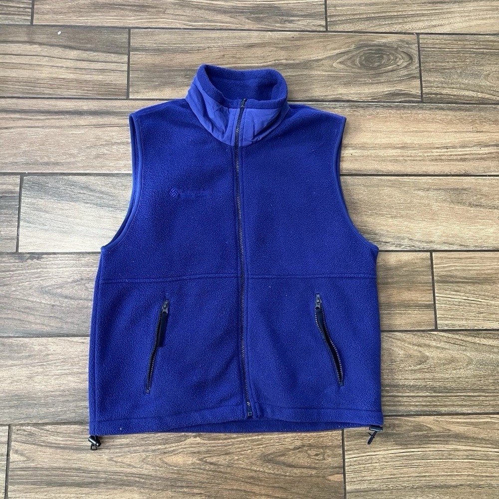 Columbia Fleece Vest Purple Full Zip Womens Medium Outdoor Hiking Casual